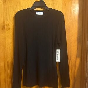 No Boundaries Men's Black Ribbed Long-Sleeve Crewneck Sweater